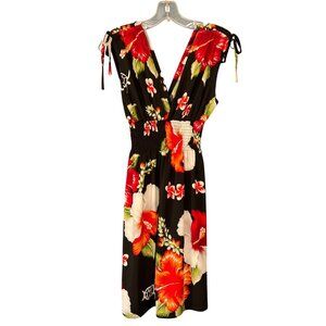 Steven Wear Hawaii Black Floral Sleeveless Dress Size S